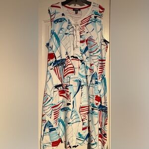 Chaps Multicolor Abstract Midi Dress